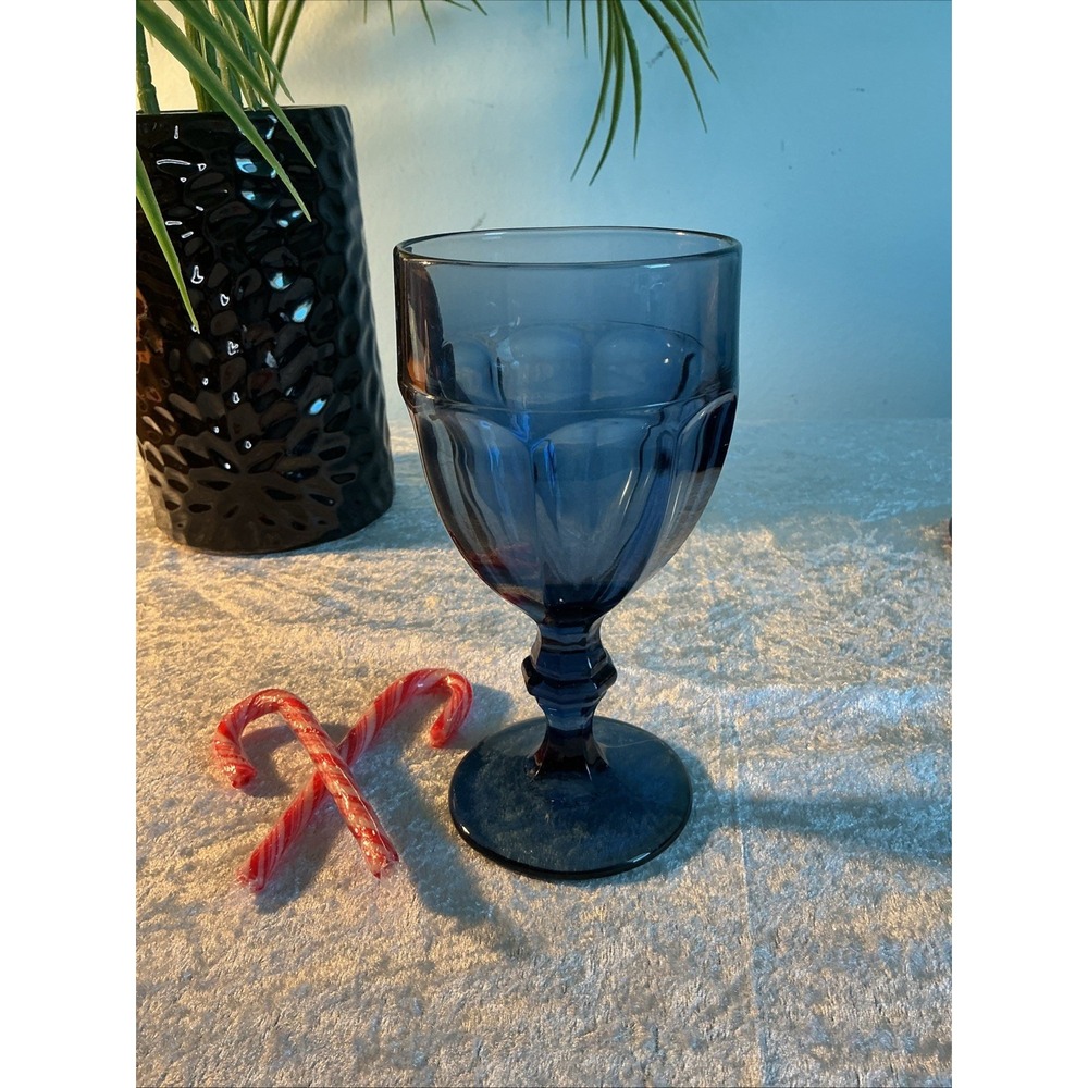 Vintage Libby Durratuff Dusky Blue Goblet Glass